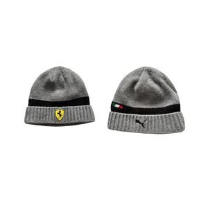 Puma Ferrari 10th Anniversary Partnership Beanie Hat Gray Logo Scuderia Crest